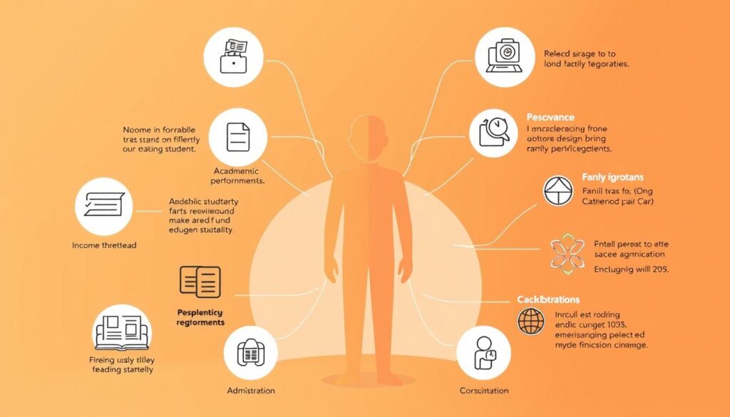 A detailed illustration depicting the eligibility requirements for the FIES 2025 student financing program. Set against a warm, earthy tone, the image features a central figure representing a prospective student, surrounded by informative icons and visual cues. The foreground showcases key details such as income thresholds, academic performance indicators, and family circumstances. The middle ground includes abstract shapes and lines suggesting the administrative process, while the background hints at the educational environment. Subtle lighting creates depth and emphasizes the informational nature of the scene, inviting the viewer to explore the nuances of the FIES 2025 eligibility criteria. A detailed illustration depicting the eligibility requirements for the FIES 2025 student financing program. Set against a warm, earthy tone, the image features a central figure representing a prospective student, surrounded by informative icons and visual cues. The foreground showcases key details such as income thresholds, academic performance indicators, and family circumstances. The middle ground includes abstract shapes and lines suggesting the administrative process, while the background hints at the educational environment. Subtle lighting creates depth and emphasizes the informational nature of the scene, inviting the viewer to explore the nuances of the FIES 2025 eligibility criteria.